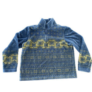 VTG TALBOTS USA MADE FAIR ISLE ICELANDIC SNOWFLAKE 1/4 FLEECE MOCK NECK SIZE L